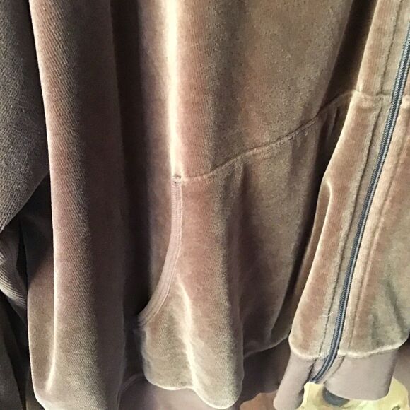 Venezia Jeans Velour Velvet Hoodie  26/ 28 Brown Jacket Pockets Zip Sporty - Picture 4 of 8